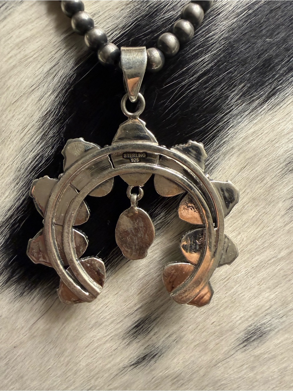 Turquoise Squash Blossom Pendant Necklace Mine 8 (Necklace NOT included) - Picture 4 of 7